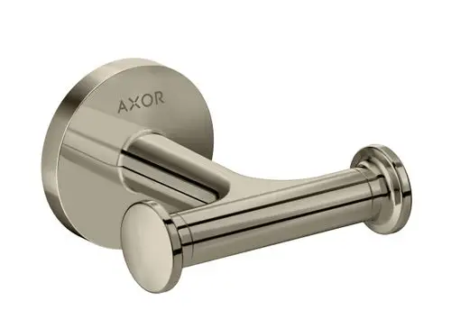 Handtuchhaken aus poliertem Nickel mit runder Wandplatte, gestaltet von AXOR. Das Design ist funktional und schlicht, geeignet für Badezimmeranwendungen.